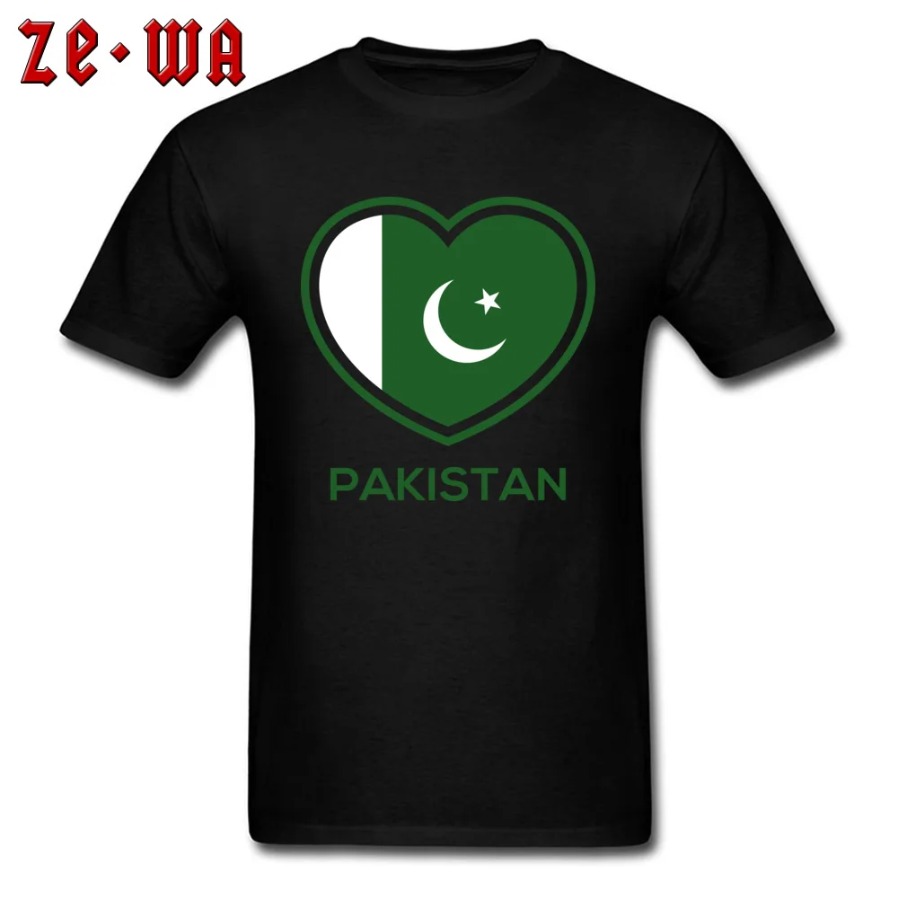Geek pakistan flag of green love Men Top T-shirts Funny NEW YEAR DAY Short Sleeve Tops Shirts O-Neck 100% Cotton Tee Shirts pakistan flag of green love black