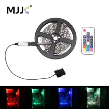 Светодиодная лента чехол для компьютера 12 в RGB Tira 1 м 2 м SMD 5050 RF беспроводной пульт дистанционного управления большой 4Pin интерфейс PC чехол Светодиодная лента e лента ленточный светильник