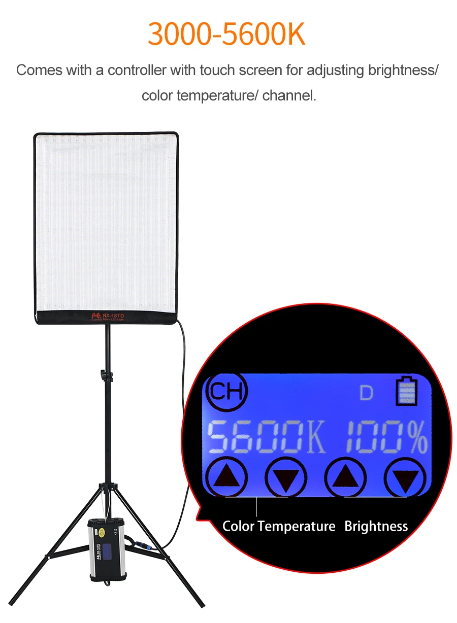 Falcon Eyes 2 шт RX-18TD 100 Вт Светодиодный светильник с регулируемой яркостью для видео 504 шт Гибкая лампа с рассеивателем+ сумка для переноски