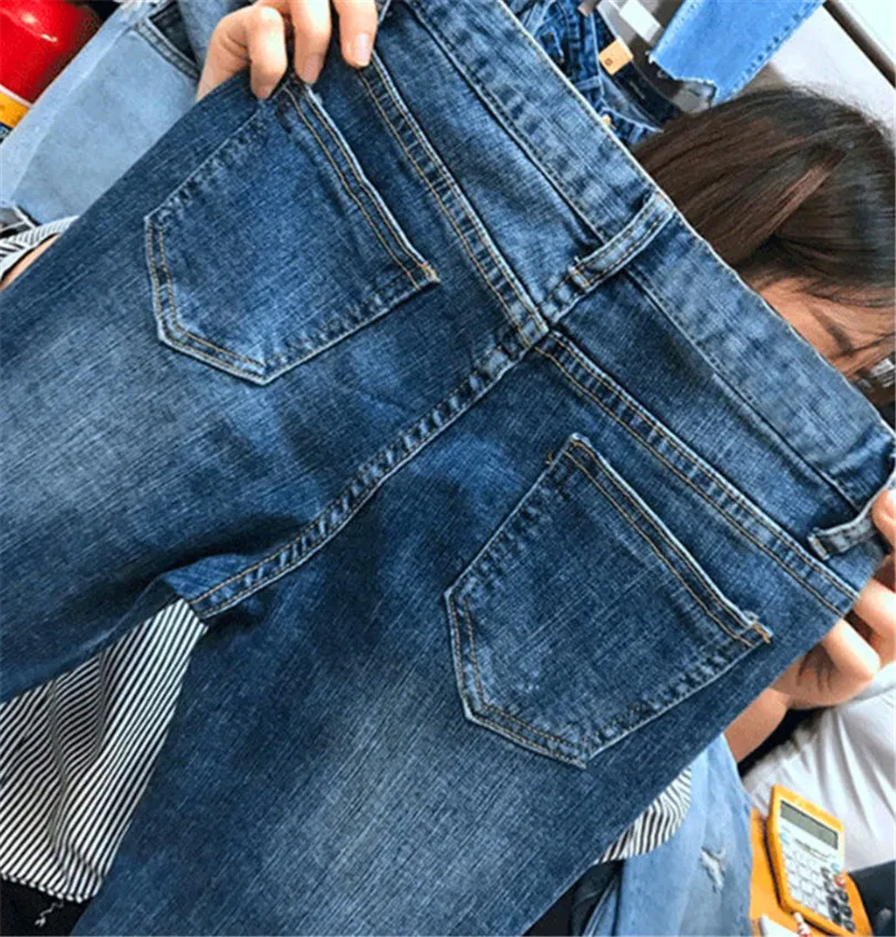Женские рваные джинсы хорошего качества эластичные свободные стильные для женщин прямые джинсы rasgados плюс размер 4XL ouc522