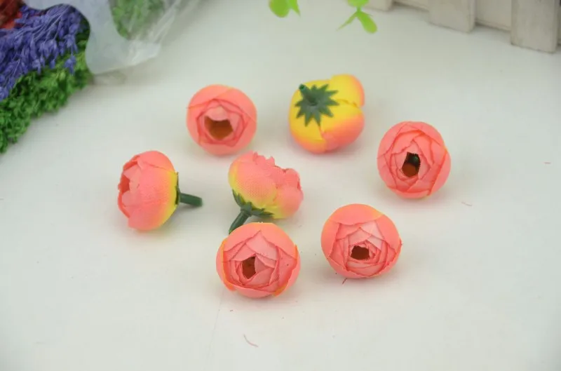 50 шт., 2,5 см, искусственные маленькие шелковые чайные бутоны, цветочные головки для украшения дома, свадьбы, сделай сам, имитация искусственных цветов ручной работы