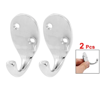 

2 Pcs Silver Tone Metal Hook Towel Shower Cap Hanger Rack