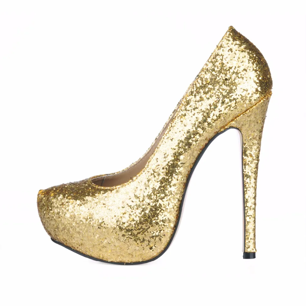 

New women mujer Round Toe Sequined platform dress wedding office prom work super heels high heel shoes for women ladies pumps