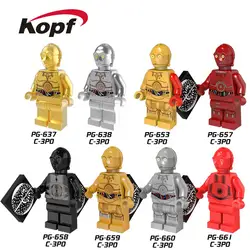 Одиночная продажа космический протокол Droid TC-4 красный дроид C3PO C-3PO Золотой, Хромированый строительные блоки Детские Подарочные игрушки PG8023