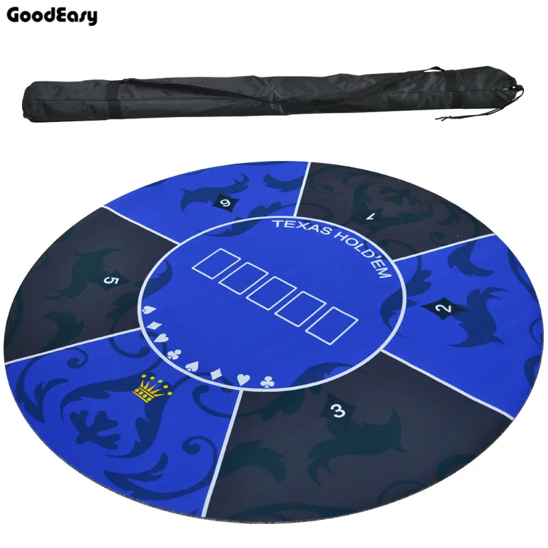 

1.2m Poker Table Cloths Blue Rubber Table Mat with flower pattern Texas Hold'em Table cloth Casino Board Game Gambling