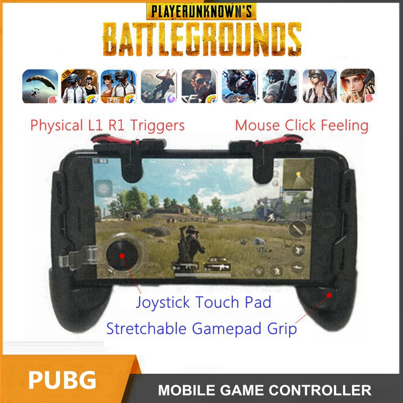 PUGB PUBG Controller Mobile Gamepad Joystick L1R1 Trigger L1 R1 Fire Button for iPhone Gaming Phone Mobile Game Controller Grip PUGB PUBG Controller Mobile Gamepad Joystick L1R1 Trigger L1 R1 Fire Button for iPhone Gaming Phone Mobile Game Controller Grip