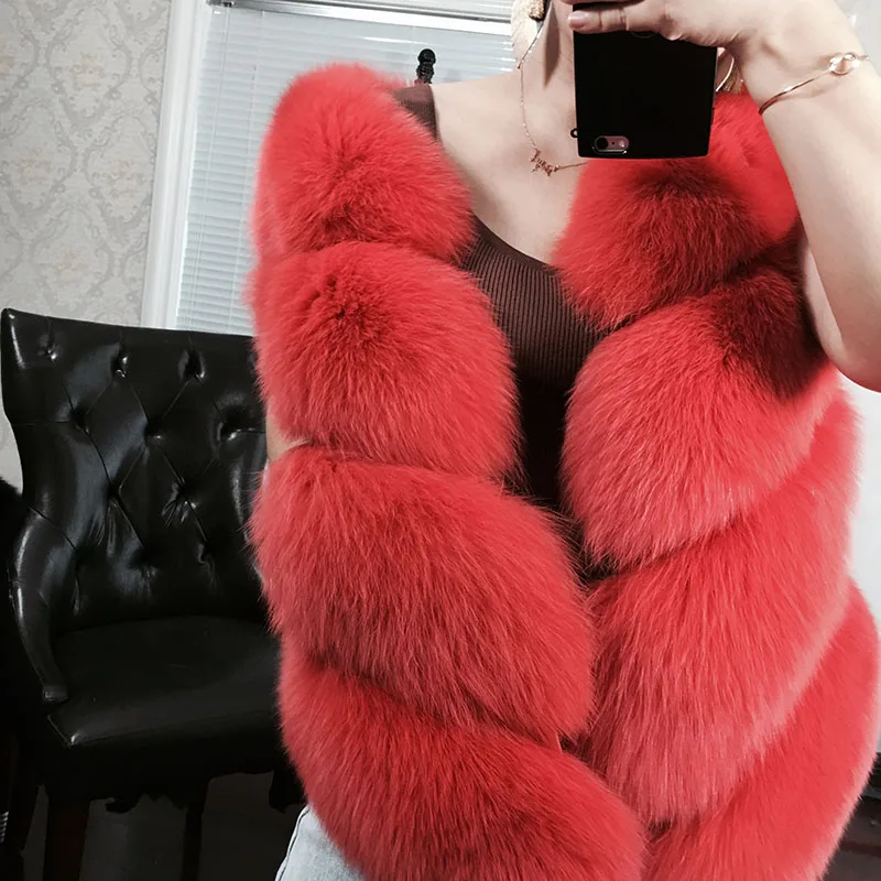

Real Natural fox Fur Vest OFTBUY largest fur 100% Luxury Women Winter Fashion Fur Furry vest Coat Female Genuine Fur Coat 2019