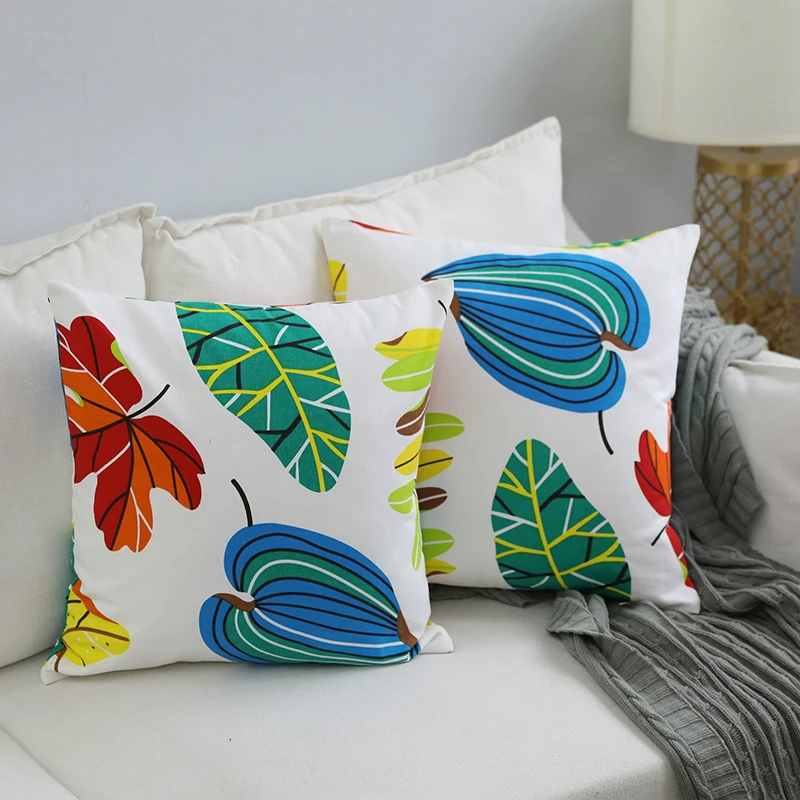 

1pc Nordic Colorful Leaves Print Sofa Cushion Cover Office Chair Waist Autumn Decorative Pillow Covers 45*45cm 60*60cm