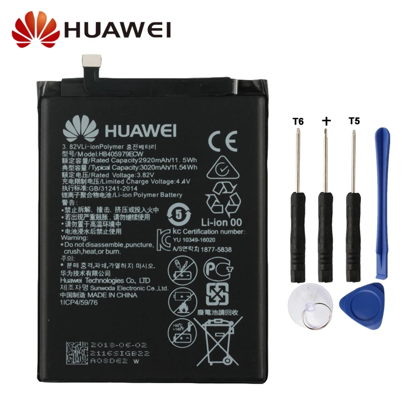 

Huawei Original Replacement Battery HBB405979ECW For Huawei Nova Smart Young DIG-L01 CAZ-AL10 Authentic Phone Battery 3020mAh