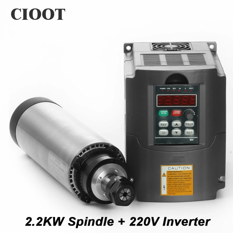 CNC шпинделя 2.2kw Фрезерные станки Двигатель 80 мм ER20 с воздушным охлаждением + 220 В