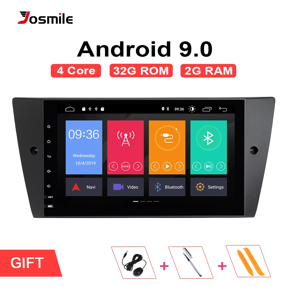 Josmile AutoRadio1 Din Android 9.0 Car Multimedia Player For BMW E90/E91/E92/E93 Navigation 3 Series GPS NavigationDVD 2+32GB | Автомобили