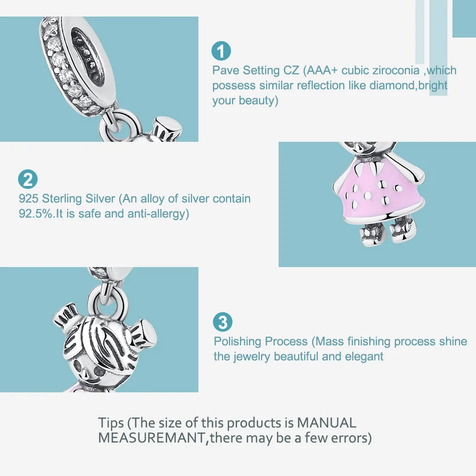 Новинка, 925 пробы, серебряная пара, маленькая девочка и подвеска для мальчика, шарм, Подходит для Pandora, браслет, серебро 925,, сделай сам, ювелирное изделие