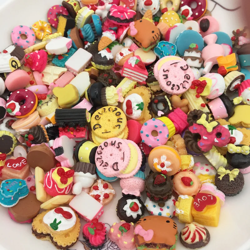 Акция 20 шт микс милый Kawaii десерт еда Торт Смола Кабошон с плоской задней