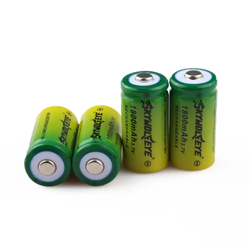

4PCS 3.7V 1800mAh Lithium Li-ion 16340 Battery CR123A Rechargeable Batteries 3.7V CR123 for Laser Pen LED Flashlight Cell