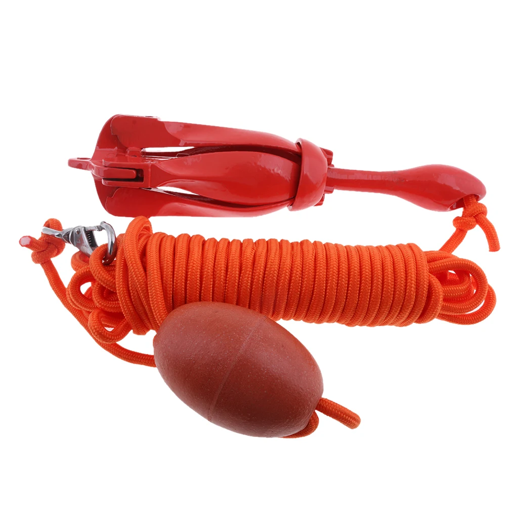 11.8 Inch Portable Folding 1.5kg/3.3 lb Red Carbon Steel Anchor Buoy Kit For Canoe Kayak Boat Sailboat Fishing Jet Dinghy Raft