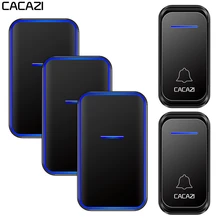 CACAZI Intelligent Home Wireless Doorbell Waterproof 1 2 Button 1 2 3 Receiver US EU UK AU Plug Calling Door Bell Wireless Chime smatrul self powered waterproof wireless doorbell no battery eu plug smart home door bell chime 2 button 1 receiver 110db sound