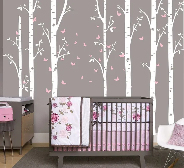 Huge Birch Tree Branch Decal With Erflies Set Of 7 Trees Huge Birch Tree Branch Decal With Erflies Set Of 7 Trees Erfly Nursery Baby Room Wall