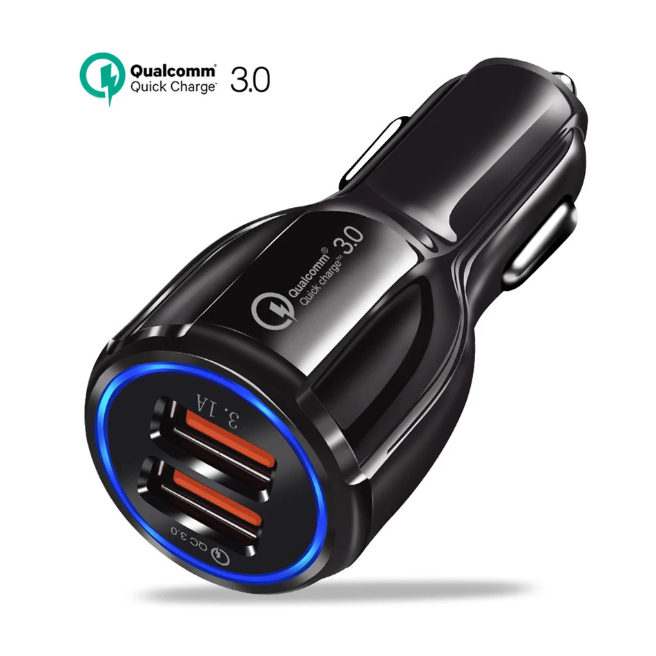 

USB Car Charger Quick Charge 3.0 2.0 Mobile Phone Charger 2 Port USB Fast Car Charger for iPhone Samsung xiaom Huawei Tablet