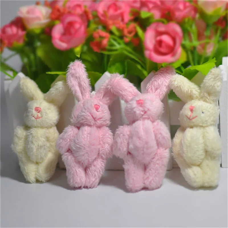Mini Cute Jointed Rabbit Small Bunny Rabbits Long Plush Toys Pendants Dolls DIY Bouquet Peluche Stuffed Doll 4.56cm 50pcslot  (3)