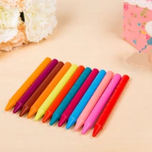 Новинка,, цветные круглые пластиковые мелки, 12 цветов, Детские кисти, художественные канцелярские принадлежности, ручка, школьные принадлежности для детей