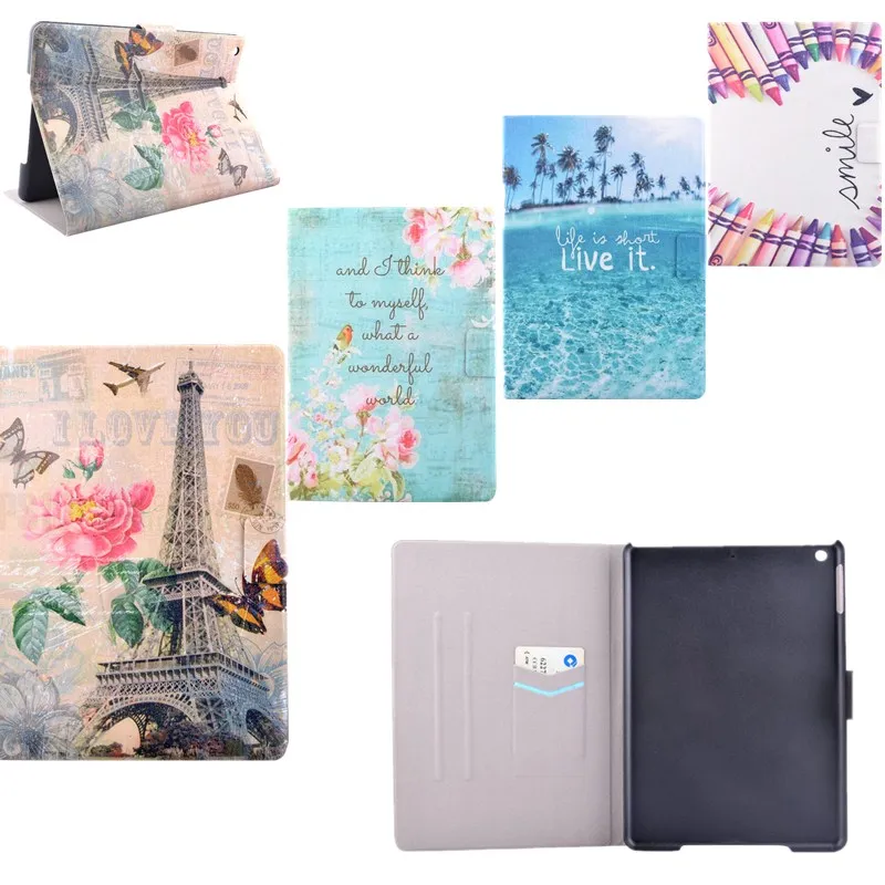 

7 Patterns PU Leather Flip Case For iPad 5 Air 1 Case Stand Tower Pen Card Holder Tablet For new Apple iPad 2017 2018 9.7 Cover