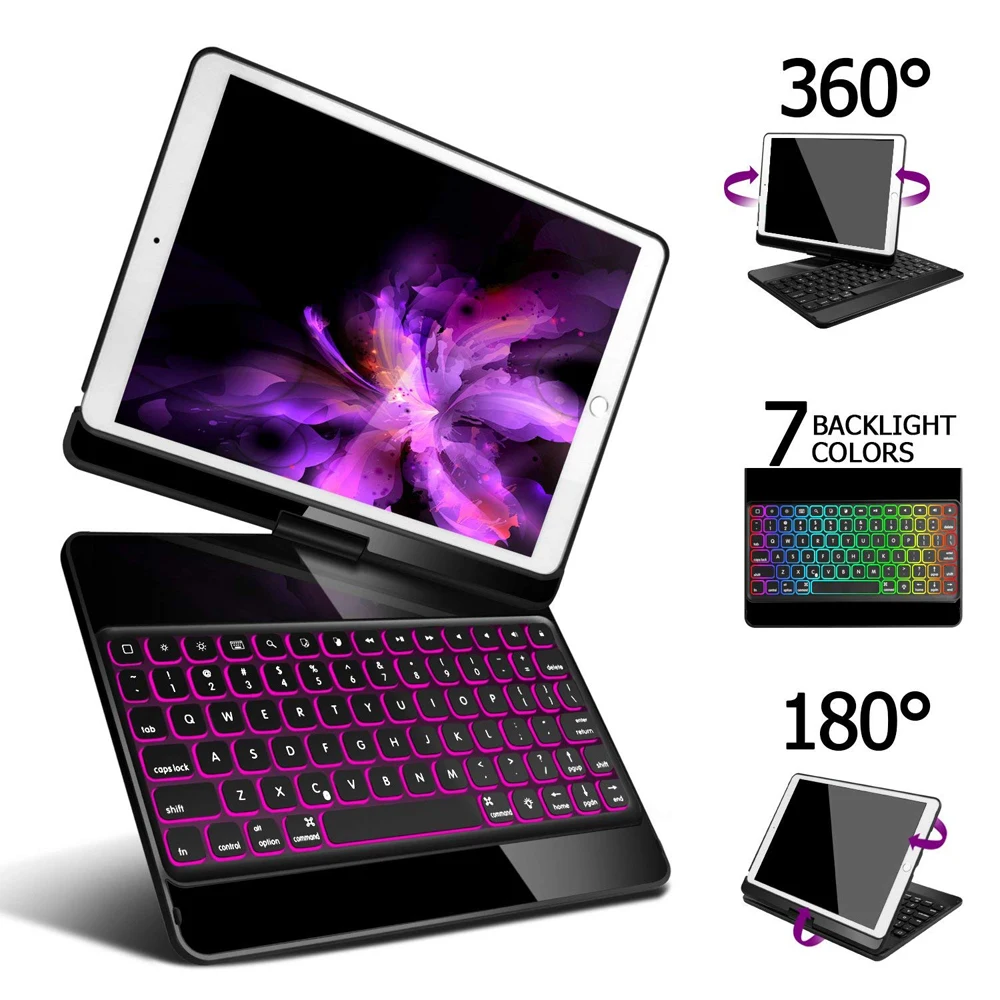 360 Degree Smart Keyboard For iPad Pro 10.5 Backlit Aluminum Bluetooth Wireless Keyboard Case For iPad 10.5 Russia /English+gift