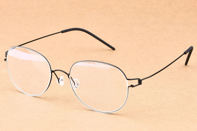 Сверхлегкие титановые очки ручной работы, оправа для мужчин, оптические очки для женщин, мужские очки, ретро овальные очки Oculos de Grau - Цвет оправы: Black