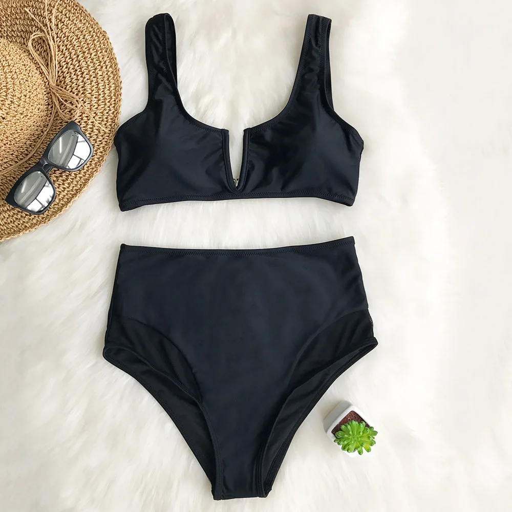 Cupshe Agree With Me High waisted Bikini Set V neck Triangle Swimsuit