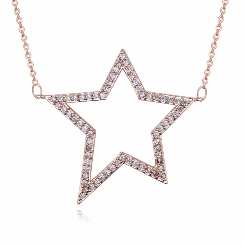 DAN'S Element бренд 3 цвета настоящие Австрийские кристаллы Мода большая звезда кулон ожерелье для женщин подарок на день Святого Валентина 127153 - Окраска металла: rose