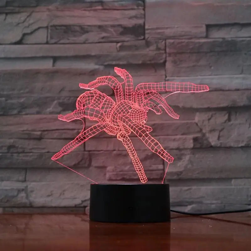 3D светильник в виде насекомых пауков ночник светодиодная лампа многоцветная