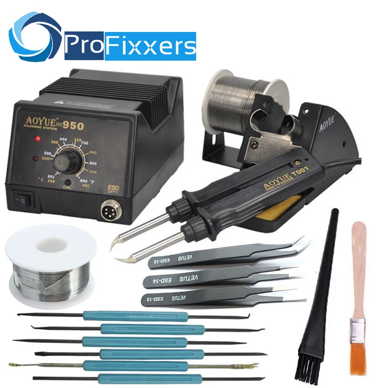 

Aoyue 950 SMD Antistatic thermostat adjustable IC soldering station Hot Tweezer Repair rework station,SMD with many free gifts