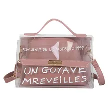 Женские композитные сумки ПВХ прозрачная сумка с буквенным принтом сумка через плечо из искусственной кожи новые модные женские сумки на плечо WML