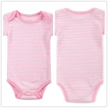 Autumn 1 Piece Cotton Style Baby Girl Boy Clothes Short Sleeve New Born Body Baby Ropa Striped Pink Baby Bodysuit r039