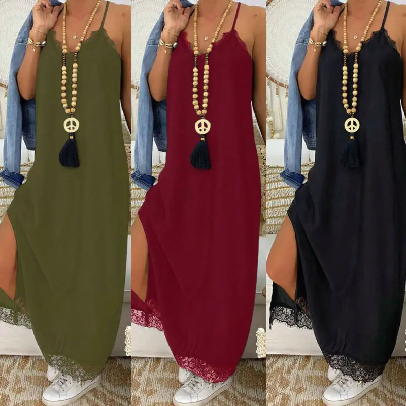 Women's Summer Boho Casual Long Maxi Evening Party Cocktail Beach Dress Sundress