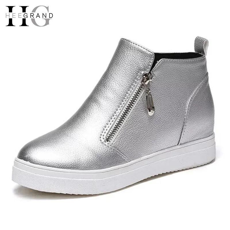 silver boots low heel