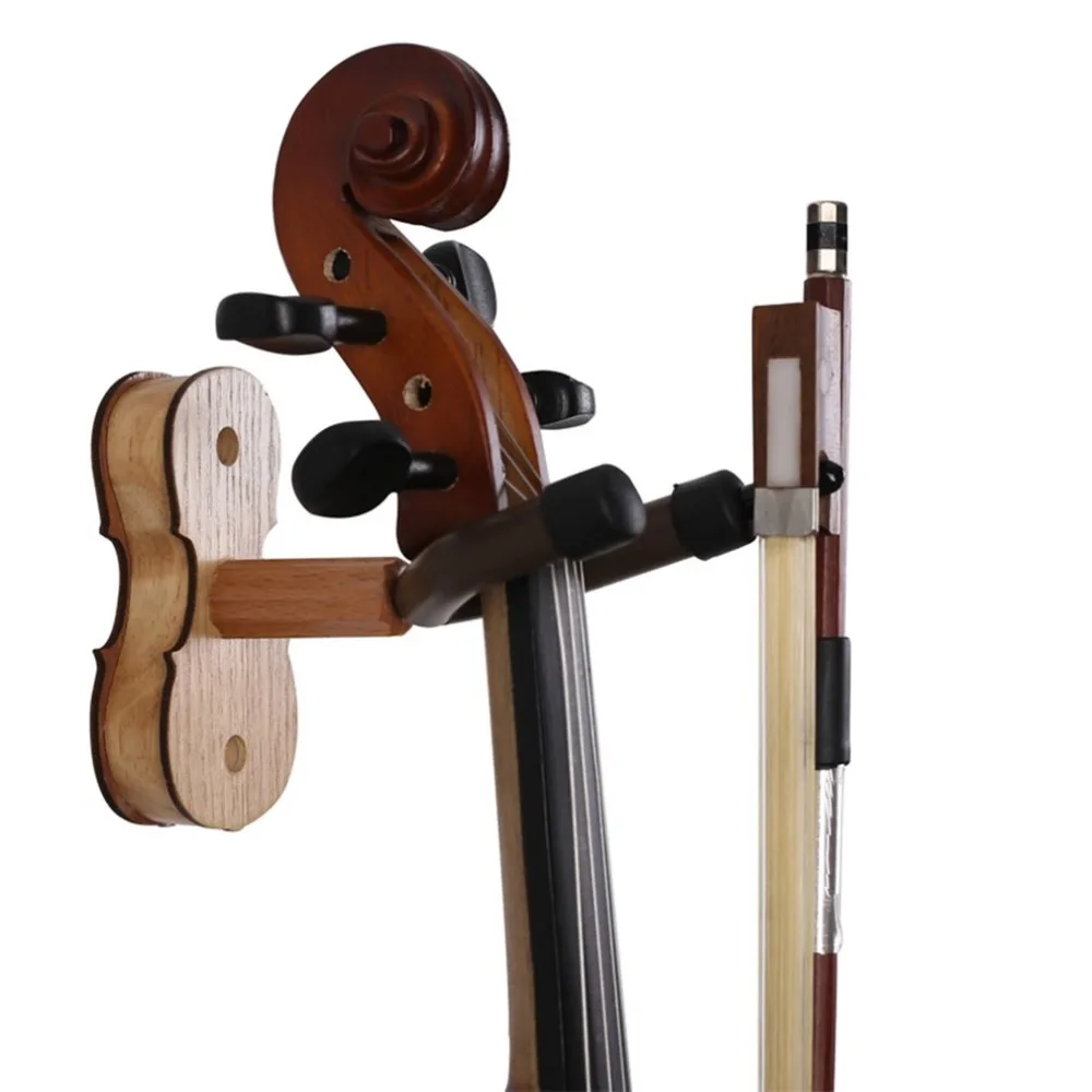 Practical Design Wall Mounted Violin Fiddle Viola Hanger Hook Durable Wood Base Violin Hanger Home Studio Wall Hanger