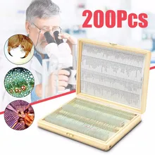 "Биология 200 шт подготовленные Биологические базовые естественные стеклянные слайды для микроскопа школы и лаборатории английский лейбл Обучающие образцы