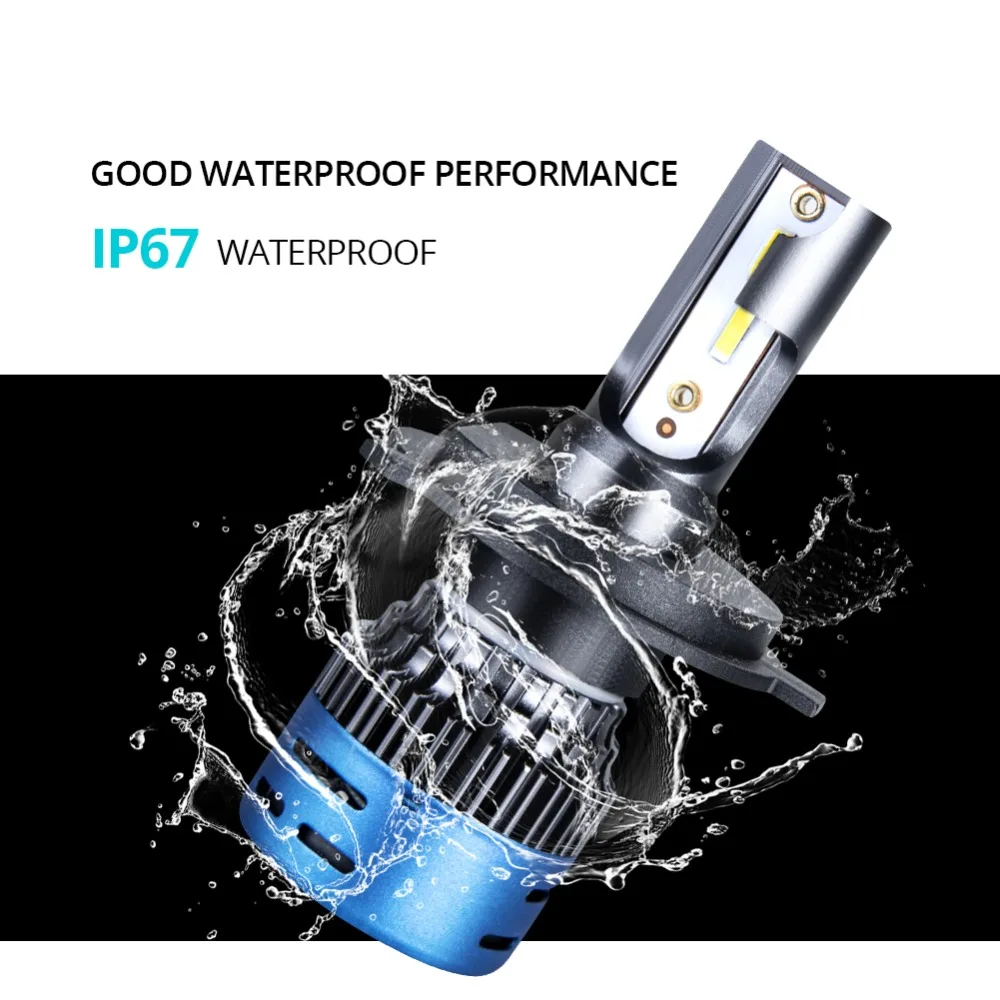 Фару мото H7 H4 LED мини автомобиль rcy лампы H1 H8 H9 H11 9600LM фары наборы 9005 HB3 9006 HB4 Авто 12В
