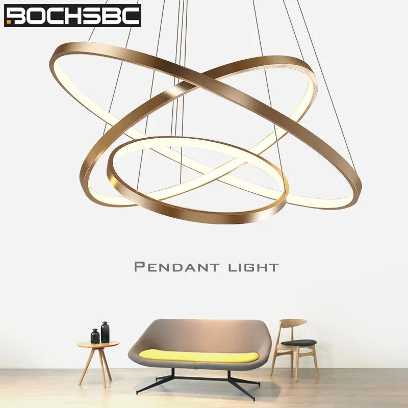 BOCHSBC Современные кольца круг подвесной светильник ПВХ и Металл Led светильники для