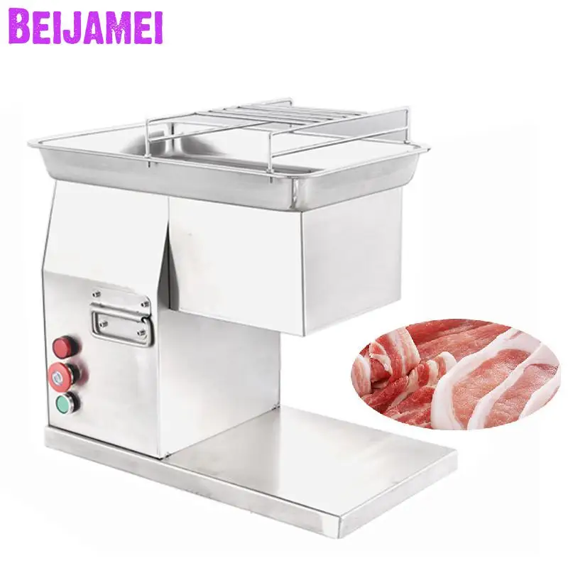 

BEIJAMEI 2019 New Arrival 400KG/H Commercial Slicer Cutter Machine Desktop Electric Meat Cutting Slicing Machine Price