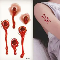 DIY кровяной Хэллоуин террор рана Реалистичная кровяная травма шрам наклейки с поддельными татуировками 1 шт. Водонепроницаемый Временные