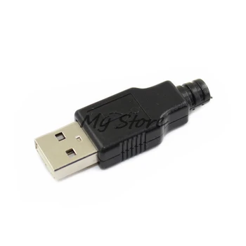 

10pcs Type A Male USB 4 Pin Plug Socket Connector With Black Plastic Cover
