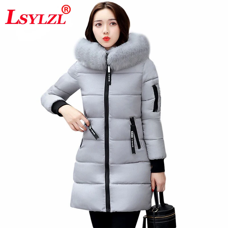2018 Winter Jacket Women Cotton Coat Plus Size Fur Collar