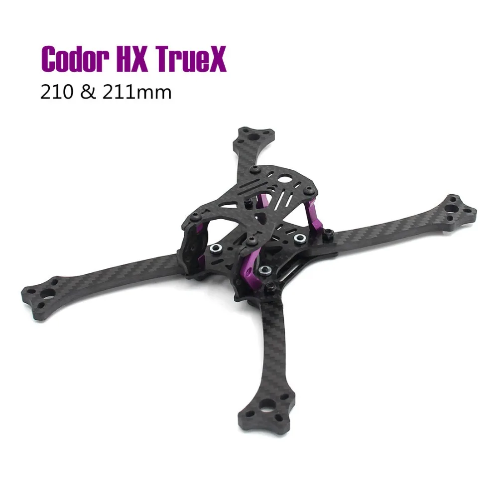 Tanie Codor 210 211mm 5 calowy HX i trueX 5mm ramiona części aluminiowe rama z włókna węglowego Quadcopter FPV Racing Drone