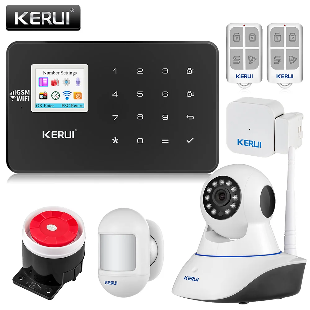 

KERUI W18 wireless WiFi GSM alarm system home security alarm system with PIR motion sensor IP camera