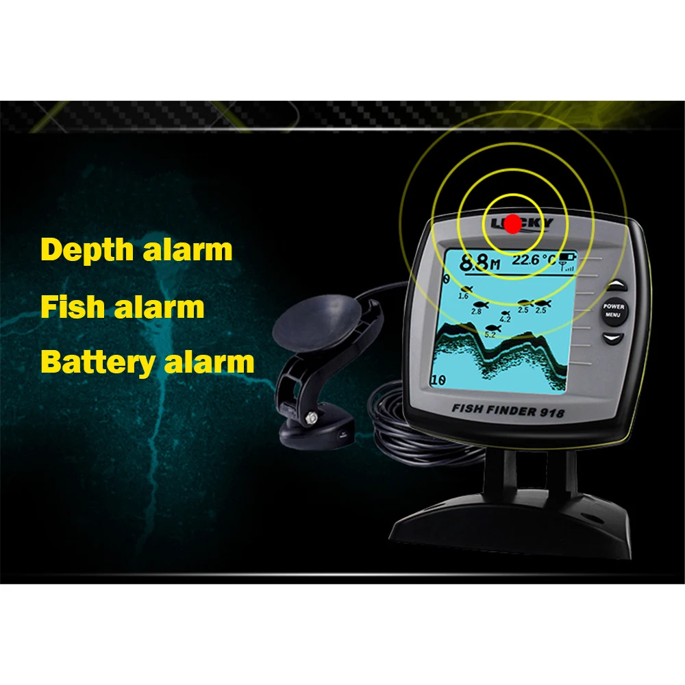 محظوظ FF918-100WS السلكية واللاسلكية عمق المياه قارب صياد السمك Fishfinder جهاز استشعار إنذار سونار صياد السمك