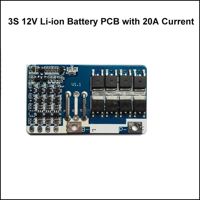 

3S lithium ion battery PCB 12.6V ( 11.1V) BMS for 18650 battery and lithium polymer battery pack with max 20A working current