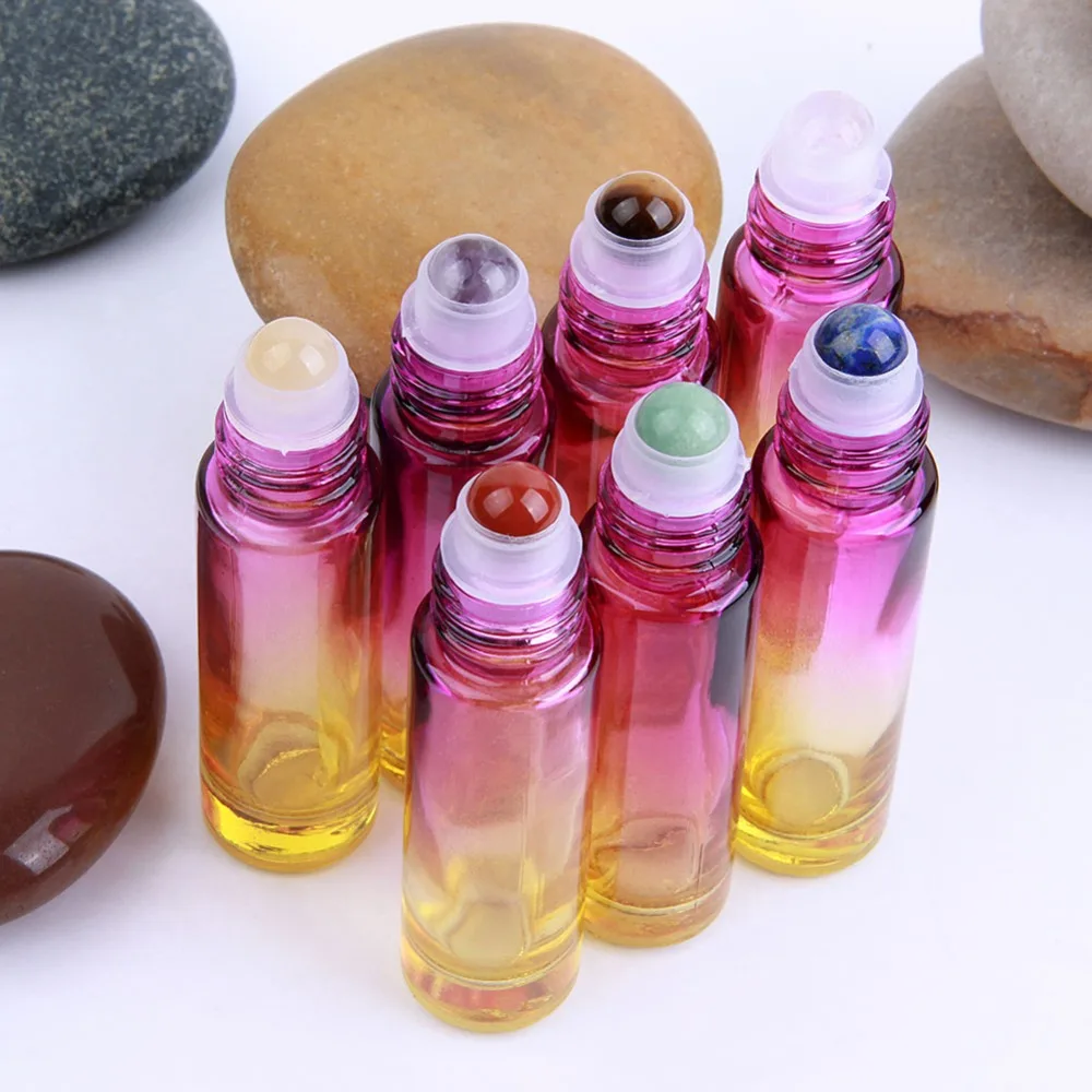 1pc Natural Chakra Gemstone Roller Balls Essential Oil Roller Bottles