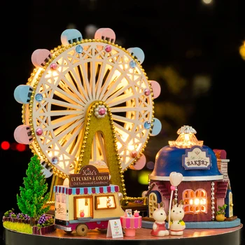 

DIY wooden music box music box sky city and friends send Christmas ornaments