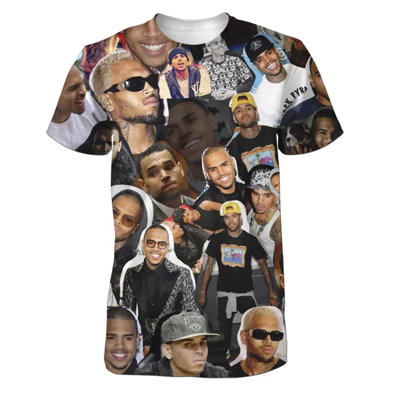 

REAL American US SIZE Chris Brown collage Custom made 3D Sublimation Print T-Shirt plus size 3xl 4XL 5XL 6XL